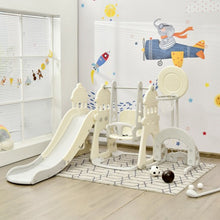 Load image into Gallery viewer, 6 in 1 Slide and Swing Set with Ball Games for Toddlers-White