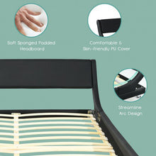 Load image into Gallery viewer, Queen Faux Leather Upholstered Platform Bed Frame Adjustable Headboard-Black