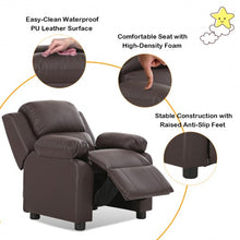 Load image into Gallery viewer, Deluxe Kids Armchair Recliner Headrest Sofa w/ Storage Arms-Brown