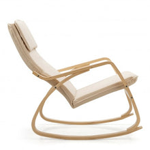 Load image into Gallery viewer, Modern Bentwood Rocking Chair Fabric Upholstered Relax Rocker Lounge Chair-Beige