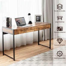 Load image into Gallery viewer, 2-Drawer Computer Desk Study Table Home Office Writing Workstation-Coffee