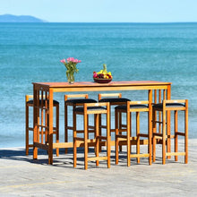 Load image into Gallery viewer, 7-Piece Patio Bar Set Outdoor Dining Table Stool Wood Furniture