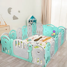 Load image into Gallery viewer, 18-Panel Baby Playpen with Music Box & Basketball Hoop-Gray