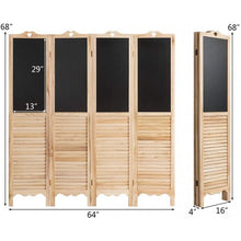 Load image into Gallery viewer, 4-Panel Folding Privacy Room Divider Screen with Chalkboard