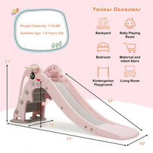Load image into Gallery viewer, 3-in-1 Kids Climber Slide Play Set with Basketball Hoop and Ball-Pink