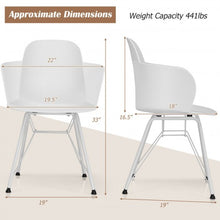 Load image into Gallery viewer, Set of 2 Metal Frame Modern Petal-Shape Plastic Dining Chair-White