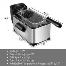 Load image into Gallery viewer, 3.2 Quart Electric Stainless Steel Deep Fryer with Timer
