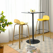 Load image into Gallery viewer, Set of 2 Modern Barstools Pub Chairs with Low Back and Metal Legs-Yellow