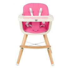Load image into Gallery viewer, 3 in 1 Convertible Wooden High Chair with Cushion-Pink