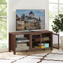 Load image into Gallery viewer, Wooden TV Stand with 2 Metal Mesh Doors -Walnut