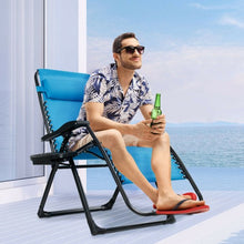 Load image into Gallery viewer, Oversize Lounge Chair Patio Heavy Duty Folding Recliner-Blue