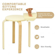 Load image into Gallery viewer, Set of 4 Bentwood Round Stool Stackable Dining Chair with Padded Seat-Beige