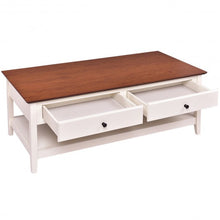 Load image into Gallery viewer, Rectangle Wood Coffee Table with Drawer & Storage Shelf