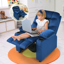 Load image into Gallery viewer, Adjustable Lounge Chair with Footrest and Side Pockets for Children-Blue