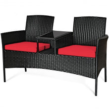 Load image into Gallery viewer, Patio Rattan Conversation Set Seat Sofa-Red