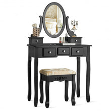 Load image into Gallery viewer, Vanity Make Up Table Set Dressing Table Set with 5 Drawers-Black