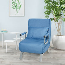 Load image into Gallery viewer, Folding 5 Position Convertible Sleeper Bed Armchair Lounge Couch w/Pillow-Blue