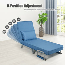 Load image into Gallery viewer, Folding 5 Position Convertible Sleeper Bed Armchair Lounge Couch w/Pillow-Blue