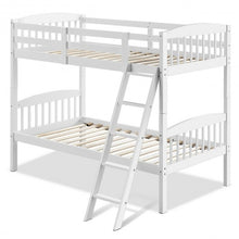 Load image into Gallery viewer, Hardwood Twin Bunk Beds with Individual Kid Bed Ladder-White