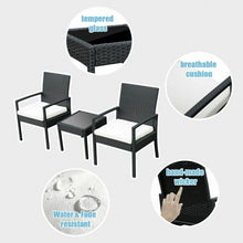 Load image into Gallery viewer, 3 Pcs Outdoor Rattan Patio Conversation Furniture Set