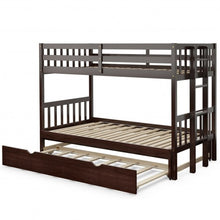 Load image into Gallery viewer, Twin Pull-Out Bunk Bed with Trundle Wooden Ladder-Espresso