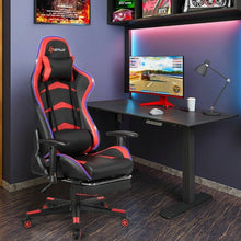 Load image into Gallery viewer, Massage LED Gaming Chair with Lumbar Support & Footrest-Red