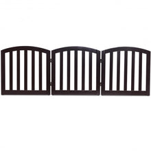 Load image into Gallery viewer, 24'' Configurable Folding Standing 3 Panel Wood Pet Fence-Brown
