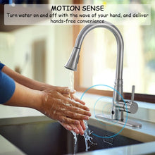 Load image into Gallery viewer, Pull-down Single Handle Brushed Nickel Kitchen Faucet