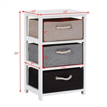 Load image into Gallery viewer, Wooden Storage End Nightstand  with Weaving Baskets-3-Tier