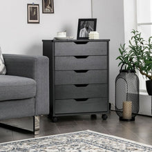 Load image into Gallery viewer, 5 Drawer Mobile Lateral Filing Storage Home Office Floor Cabinet with Wheels-Black