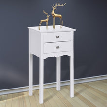 Load image into Gallery viewer, Side Table End Accent Table w/ 2 Drawers-White