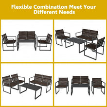 Load image into Gallery viewer, 4 Pieces Patio Furniture Conversation Set with Sofa Loveseat Armrest Garden Deck