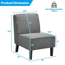 Load image into Gallery viewer, Single Fabric Modern Armless Accent Sofa Chair with Rubber Wood Legs -Gray