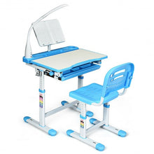 Load image into Gallery viewer, Adjustable Kids Desk Chair Set with Lamp and Bookstand-Blue
