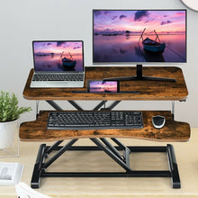 Load image into Gallery viewer, Converter Adjustable Riser Stand Desk with Keyboard Tray-Brown
