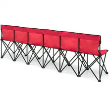 Load image into Gallery viewer, Portable Folding 6 Seats Chair Sideline Sports Bench-Red