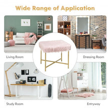 Load image into Gallery viewer, Faux Fur Ottoman Decorative Stool with Metal Legs