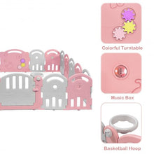 Load image into Gallery viewer, 20-Panel Playpen with Music Box & Basketball Hoop-Pink