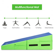 Load image into Gallery viewer, Folding Wedge Exercise Gymnastics Mat with Handles-Green