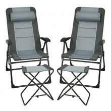 Load image into Gallery viewer, Set of 2 Patiojoy Patio Folding Dining Chair with Ottoman Set Recliner Adjustable-Gray
