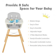 Load image into Gallery viewer, 3 in 1 Convertible Wooden High Chair with Cushion-Gray