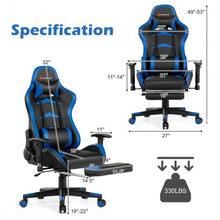 Load image into Gallery viewer, Massage Gaming Chair with Footrest-Blue