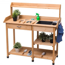 Load image into Gallery viewer, Outdoor Lawn Patio Potting Bench Storage Table Shelf