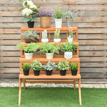 Load image into Gallery viewer, 4 Tiers Wood Ladder Step Flower Pot Holder Plant Stand