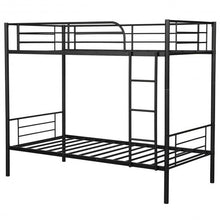 Load image into Gallery viewer, Metal Twin Kids Bunk Bed with Ladder Safety Guard Rails