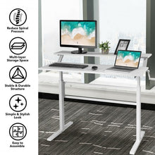 Load image into Gallery viewer, Standing Desk Crank Adjustable Sit to Stand Workstation -White