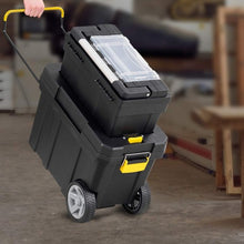 Load image into Gallery viewer, 2-in-1 Rolling Tool Box Set Mobile Tool Chest Storage Organizer Portable Black