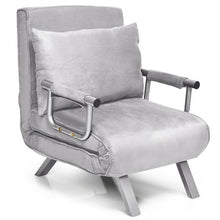 Load image into Gallery viewer, Chamois Convertible Sleeper Bed Arm Sofa with Pillow-Gray