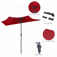 Load image into Gallery viewer, 9Ft Patio Bistro Half Round Umbrella -Wine