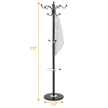 Load image into Gallery viewer, 15 Hooks 70" Metal Coat Hat Jacket Stand Tree Holder Hanger Rack w/ Marble Base